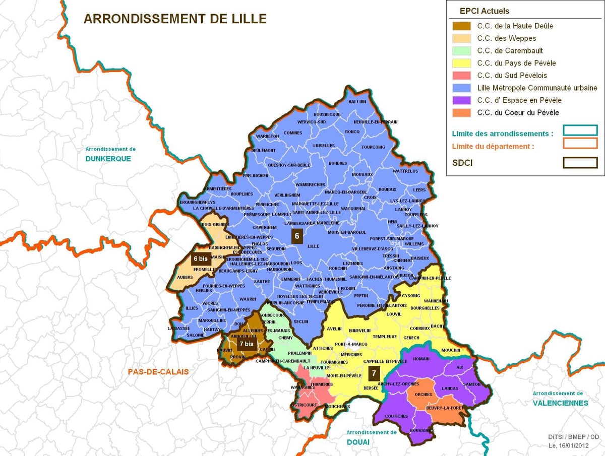 карта округу Лілль